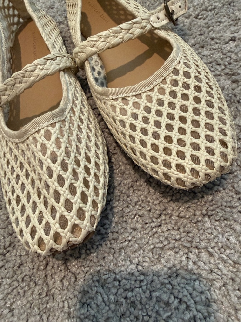 American Eagle Outfitters Cream Braided Mary Jane Flats with Tan Insole - Picture 7 of 8